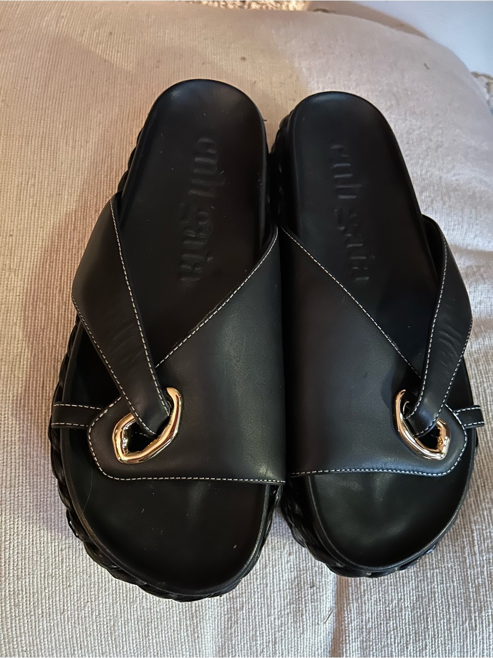 cult gaia Black Blythe Platform Sandals In Black Leather